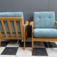 Walter Knoll blue fabric armchairs 1960s