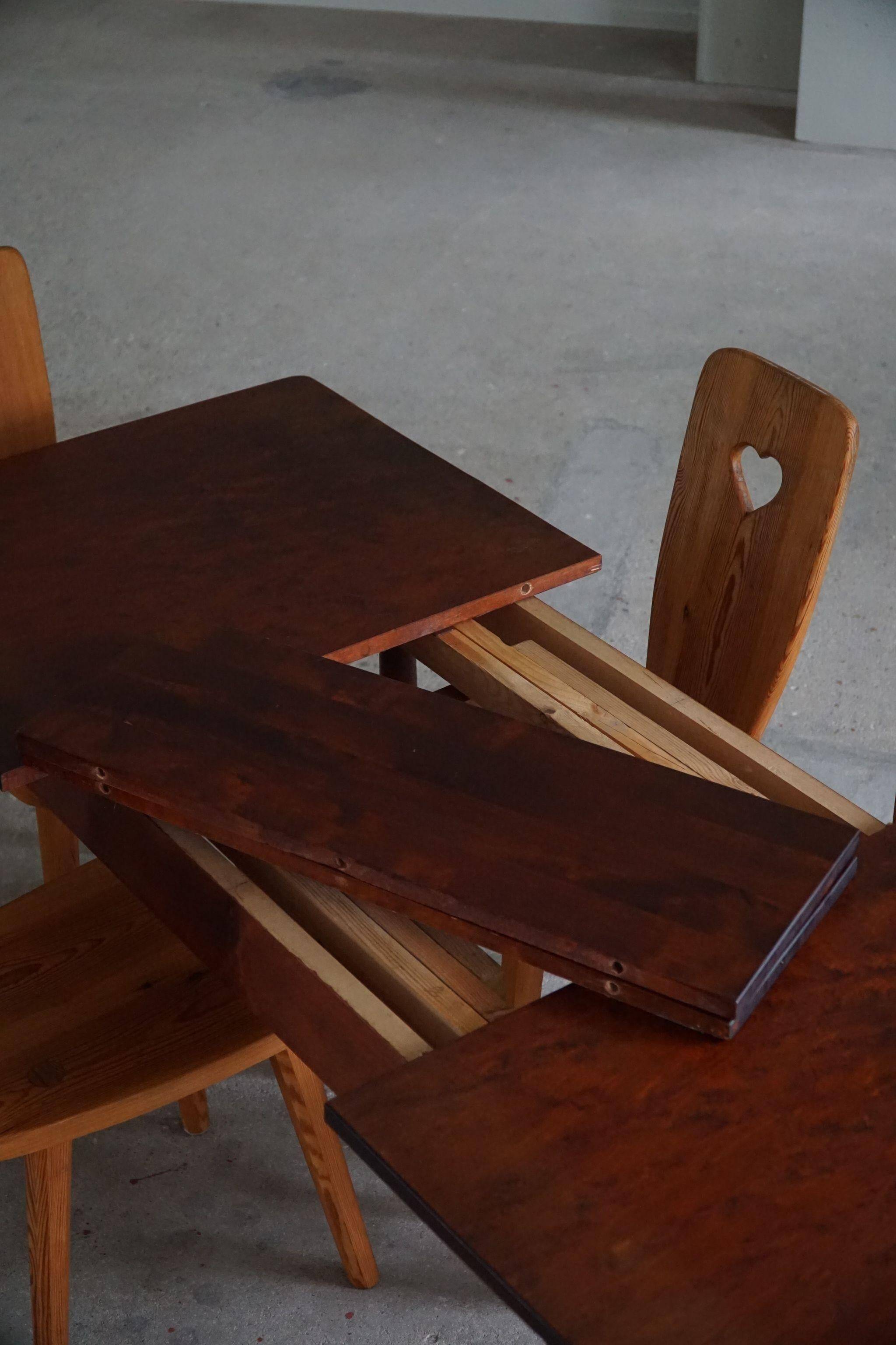 Moderne scandinave, table en hêtre avec pieds en forme de massue, Arnold Madsen, fabriquée dans les années 1940