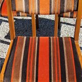 Set of 5 70s designer chairs in beech and orange and brown velvet Self éditeur