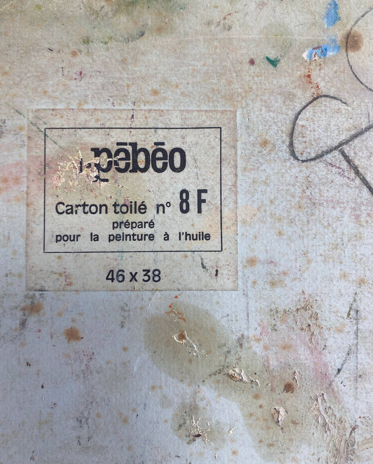 HST/P Painting "Pot with Brushes" Germaine CLAUDOT (1903-1996) Cubism Workshop