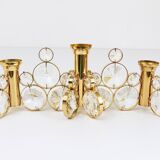 5 Palwa Style Candle Holders by Gaetano Sciolari in Brass and Crystal, 1970s