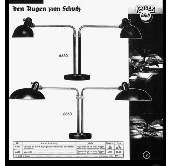 Lampe de bureau double Bauhaus de Christian Dell modèle 6660 Super, édition originale Kaiser Idel