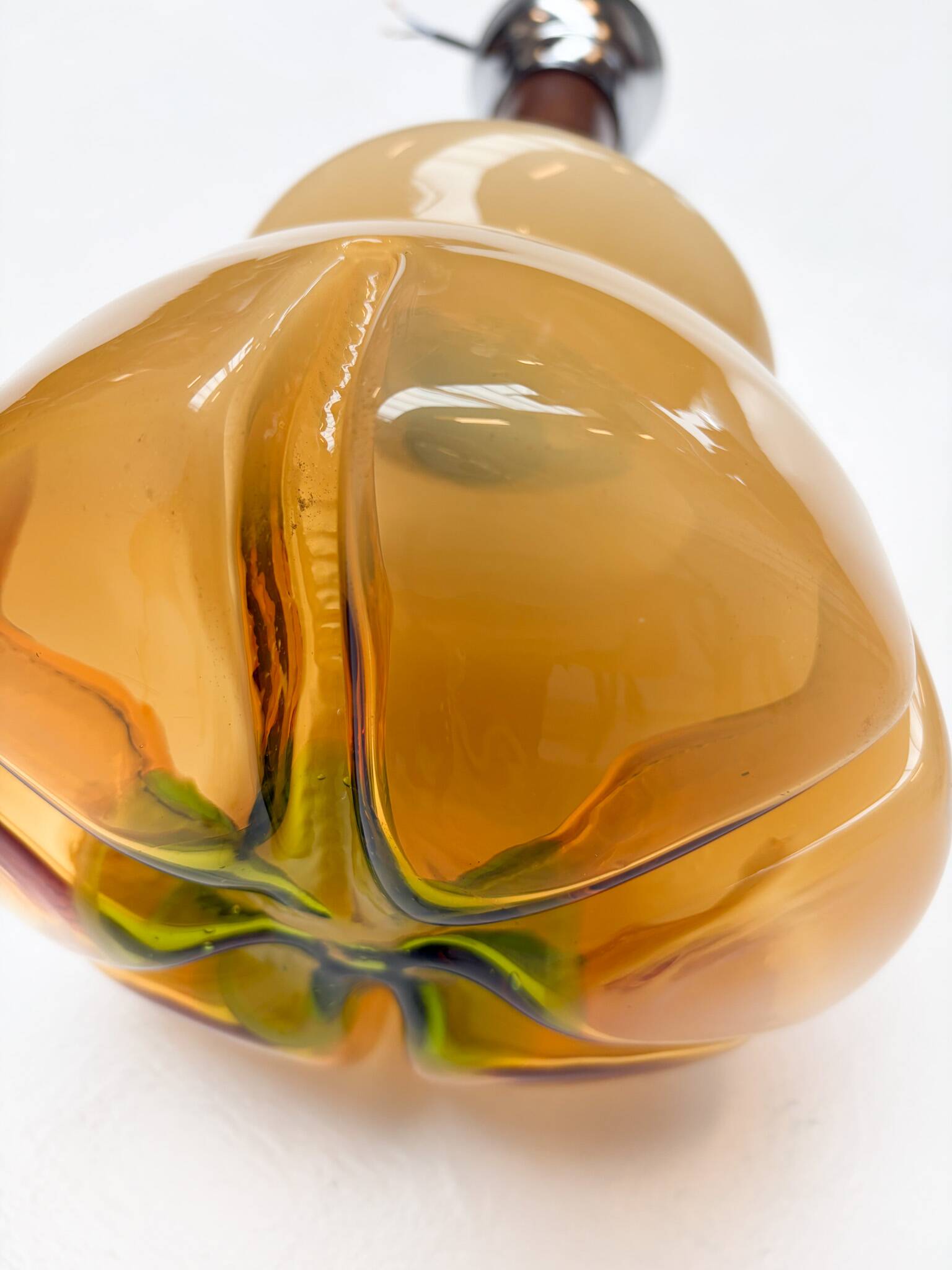 Amber colored Murano glass ceiling lamp from Italy, 1960s
