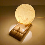 Vintage Art Deco Table Lamp, 40 years, Bakelite Melamine Opaline Marble