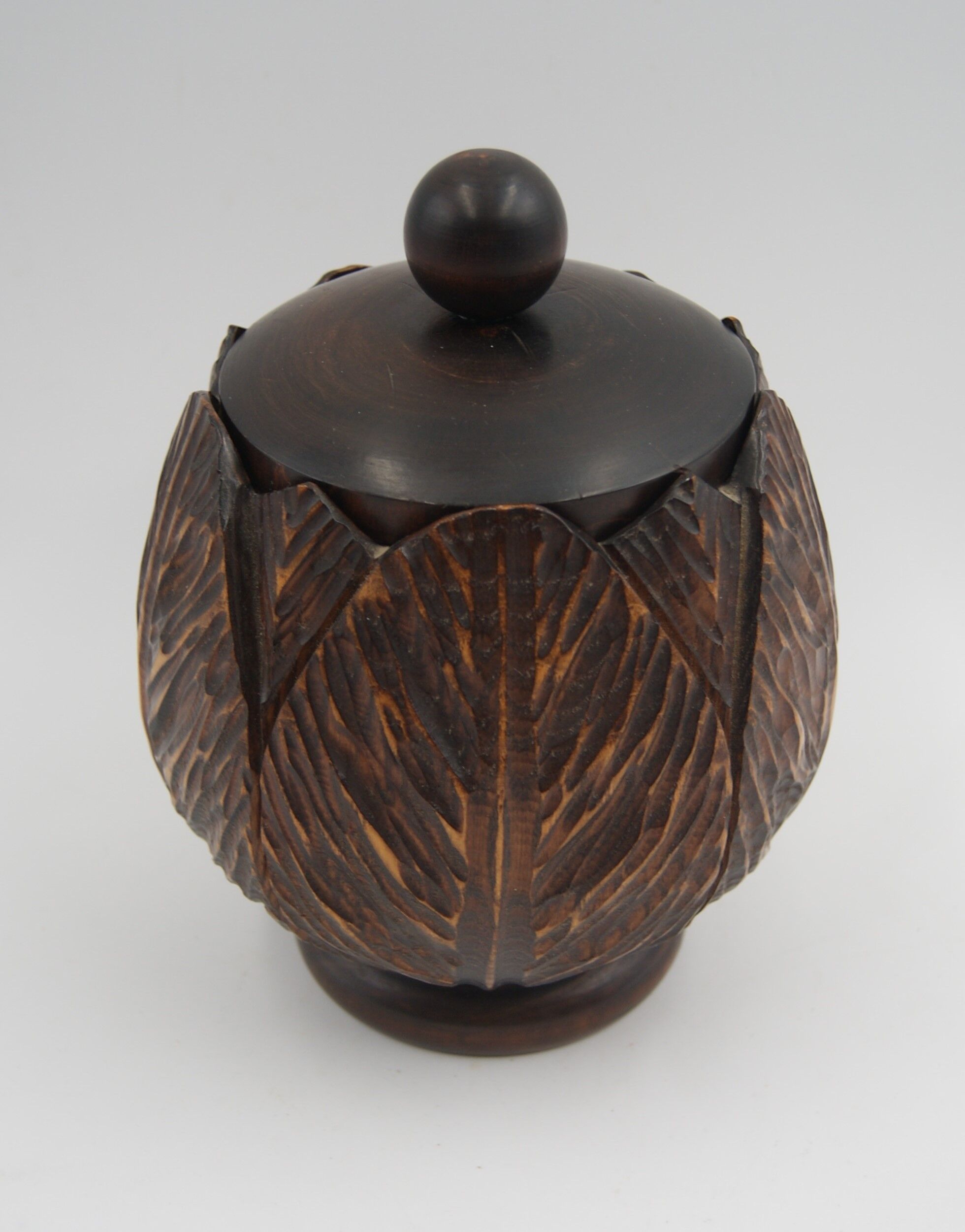 Box carved wood vintage foliage