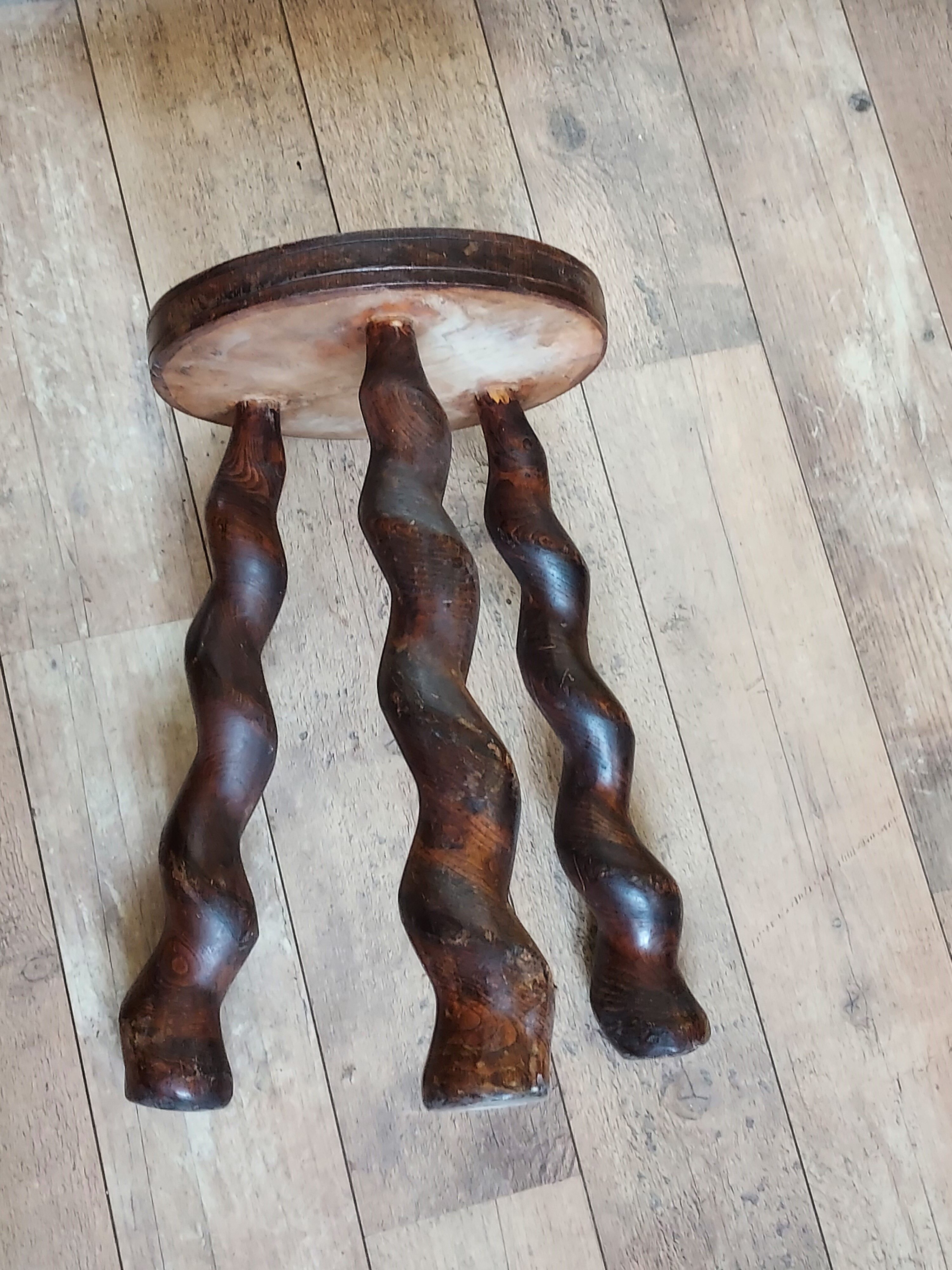 Carved wooden stool