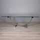 VINTAGE METAL, BRASS, AND GLASS TABLE BY RENATO ZEVI, 1970S