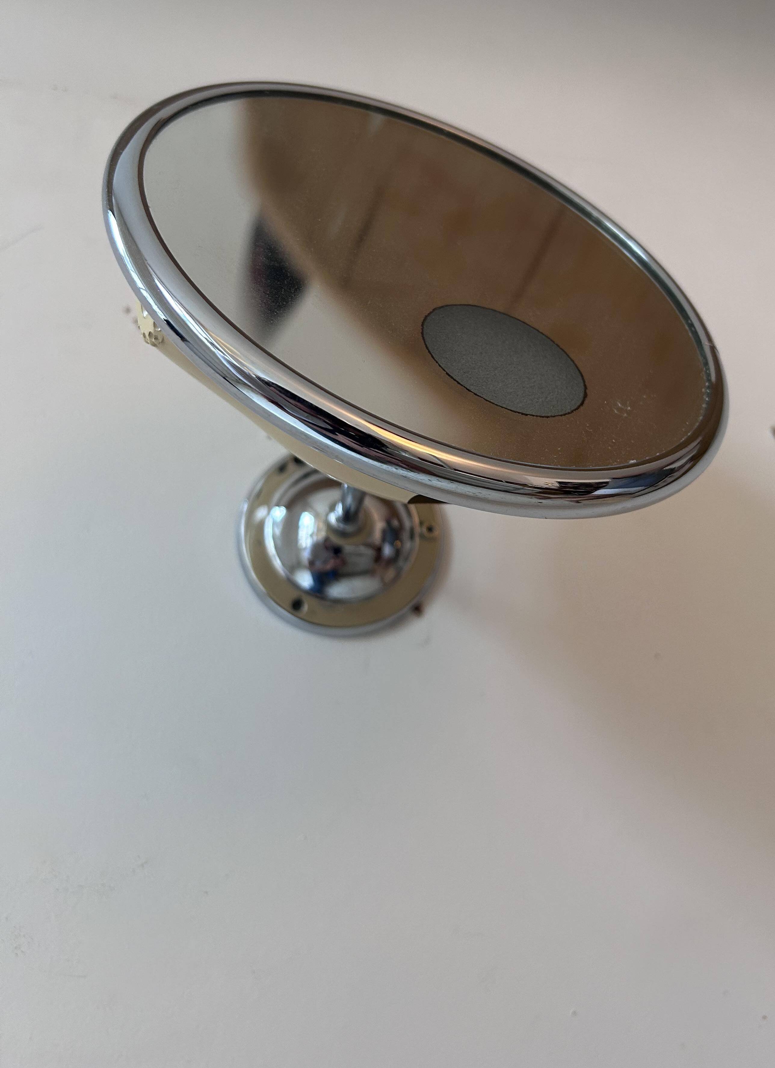 Vintage adjustable chrome mirror, magnifying and illuminating, France 1970