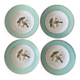 Set of 4 vintage deep plates in earthenware • Bird and leaf decoration