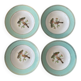 Set of 4 vintage deep plates in earthenware • Bird and leaf decoration
