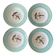 Set of 4 vintage deep plates in earthenware • Bird and leaf decoration
