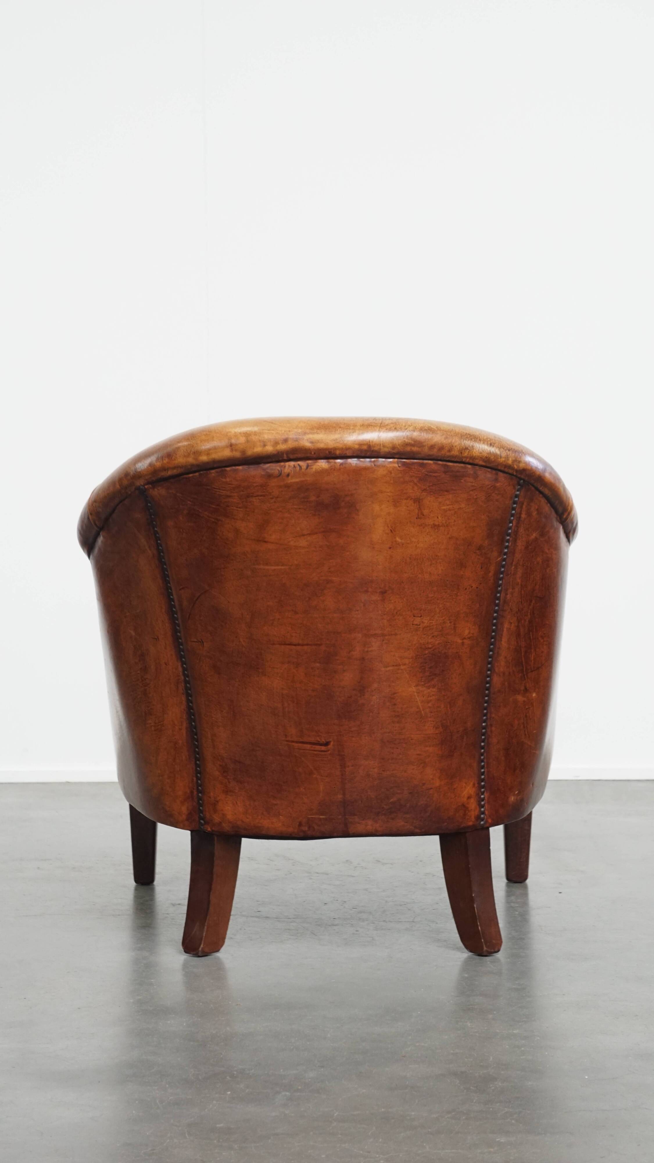 Sheepskin leather club chair