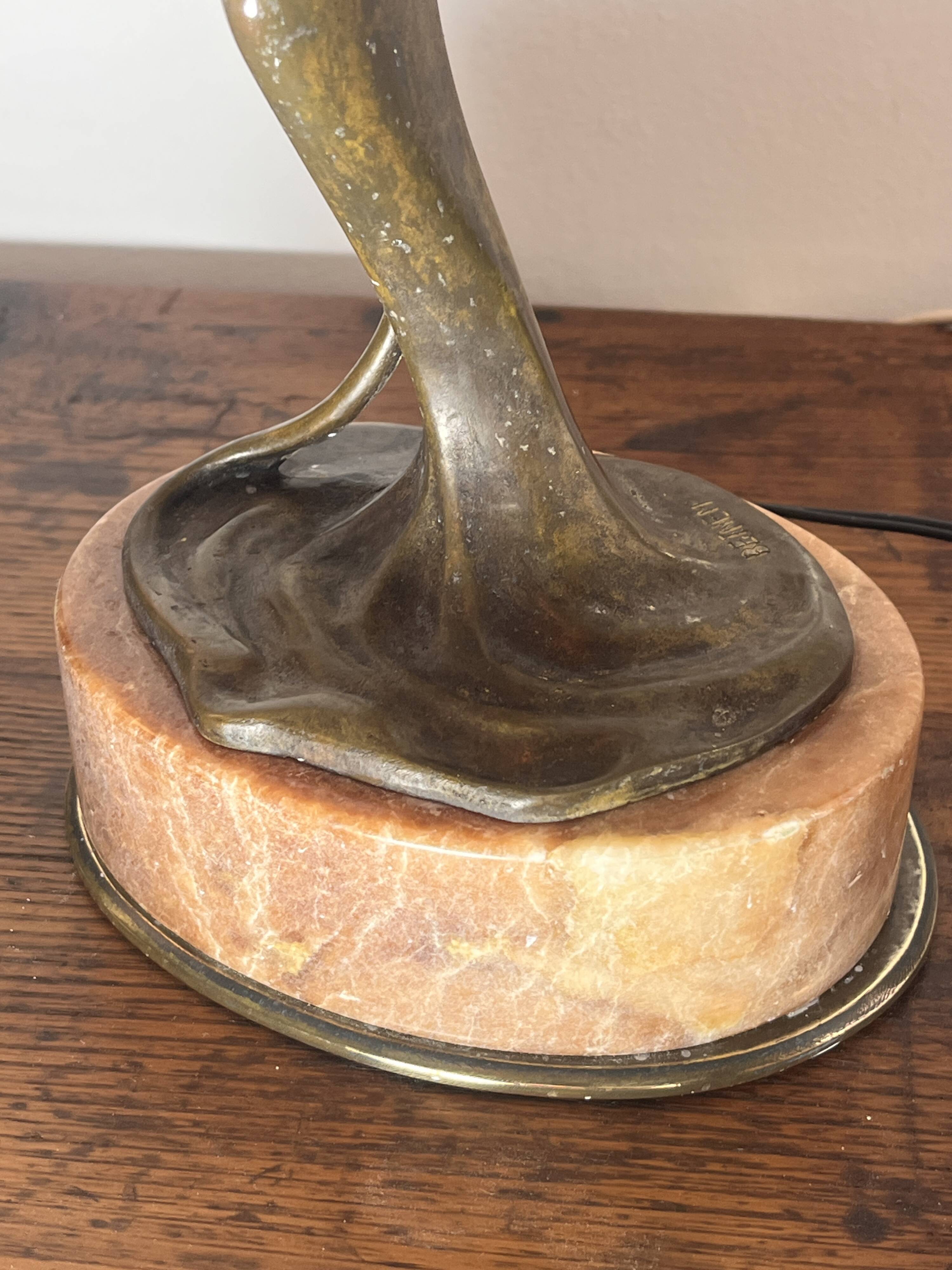Bronze Art Nouveau lamp