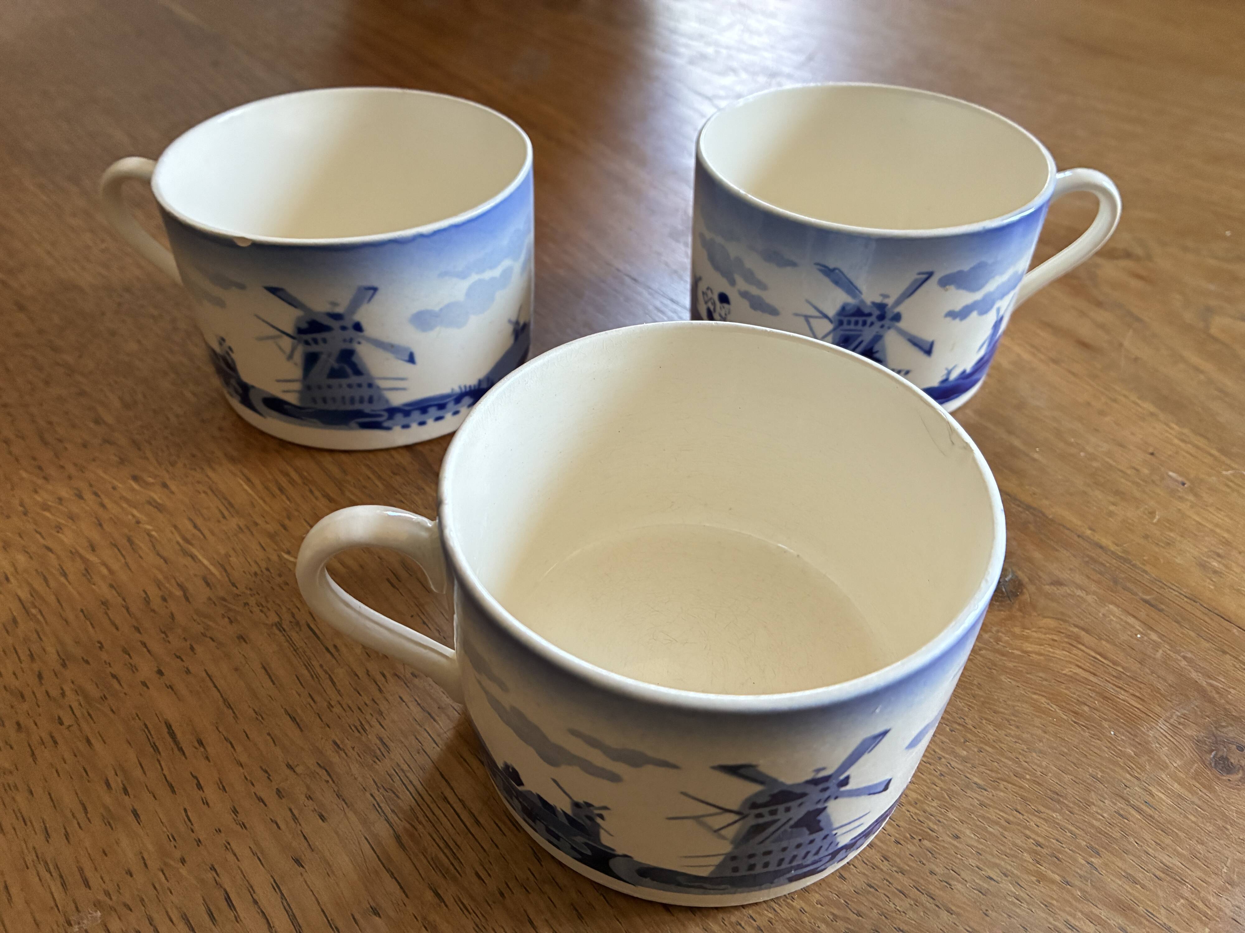 3 antique Badonviller cups