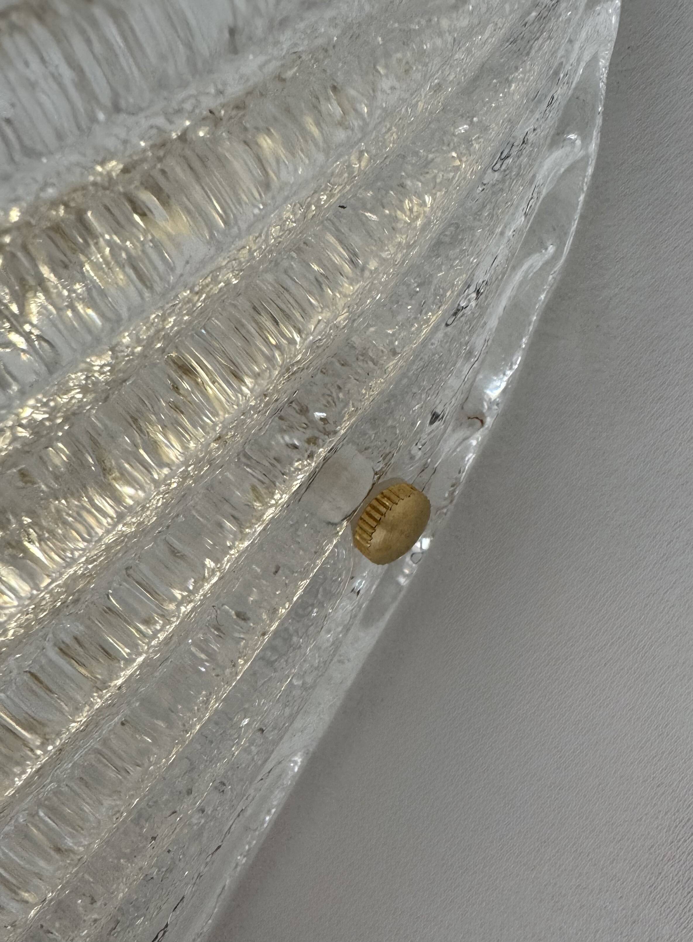 Paire d'appliques vintage moulé pressé, verre de Murano, Italie, 1980