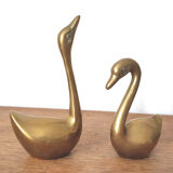 Couple of brass swans