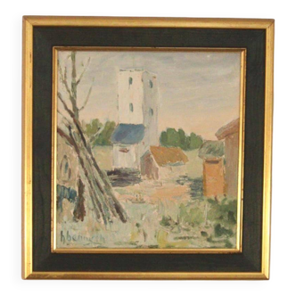 Original Oil on Canvas – “Village” (Attributed to H. Benneth) – Framed