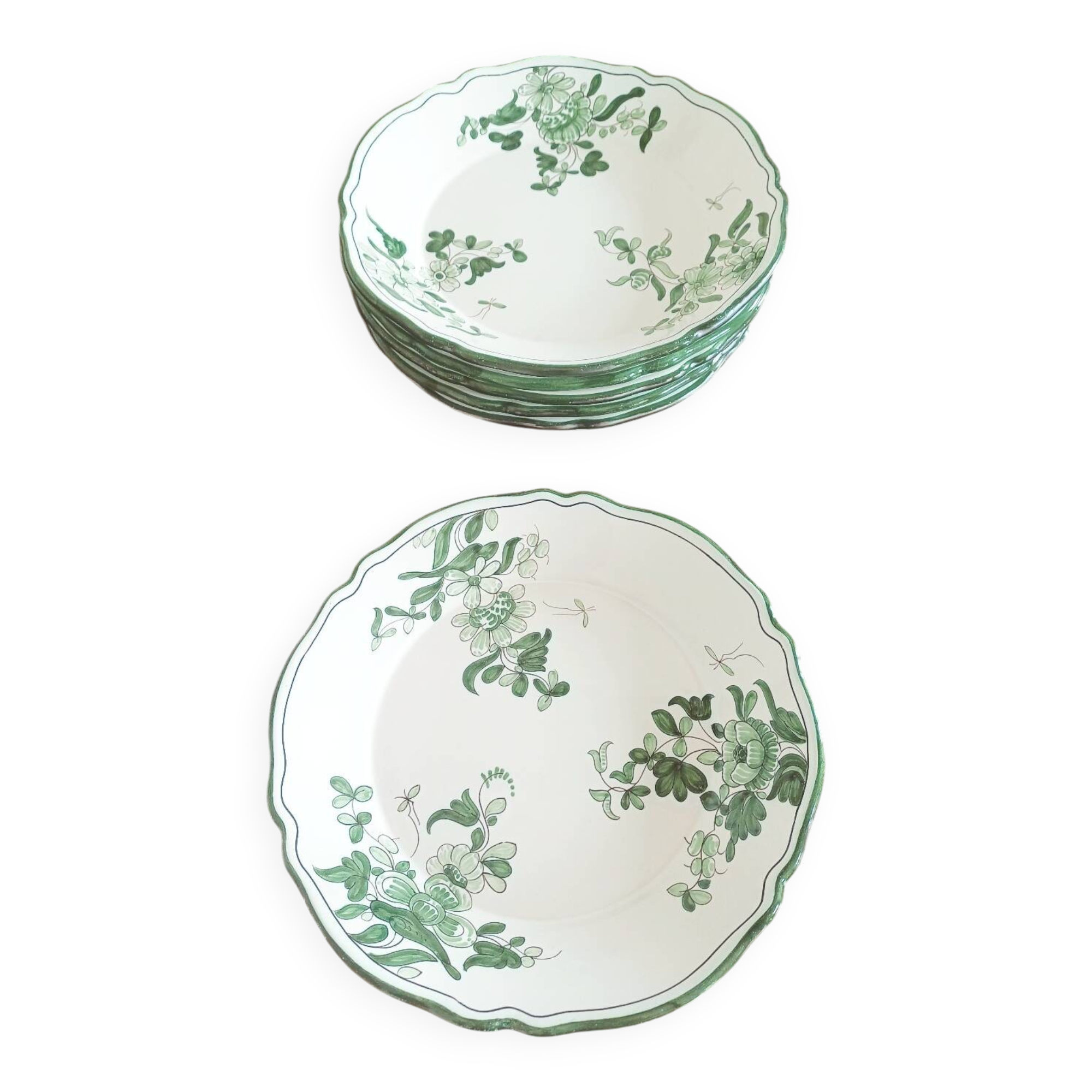 Faïence de Nevers, France; set of plates