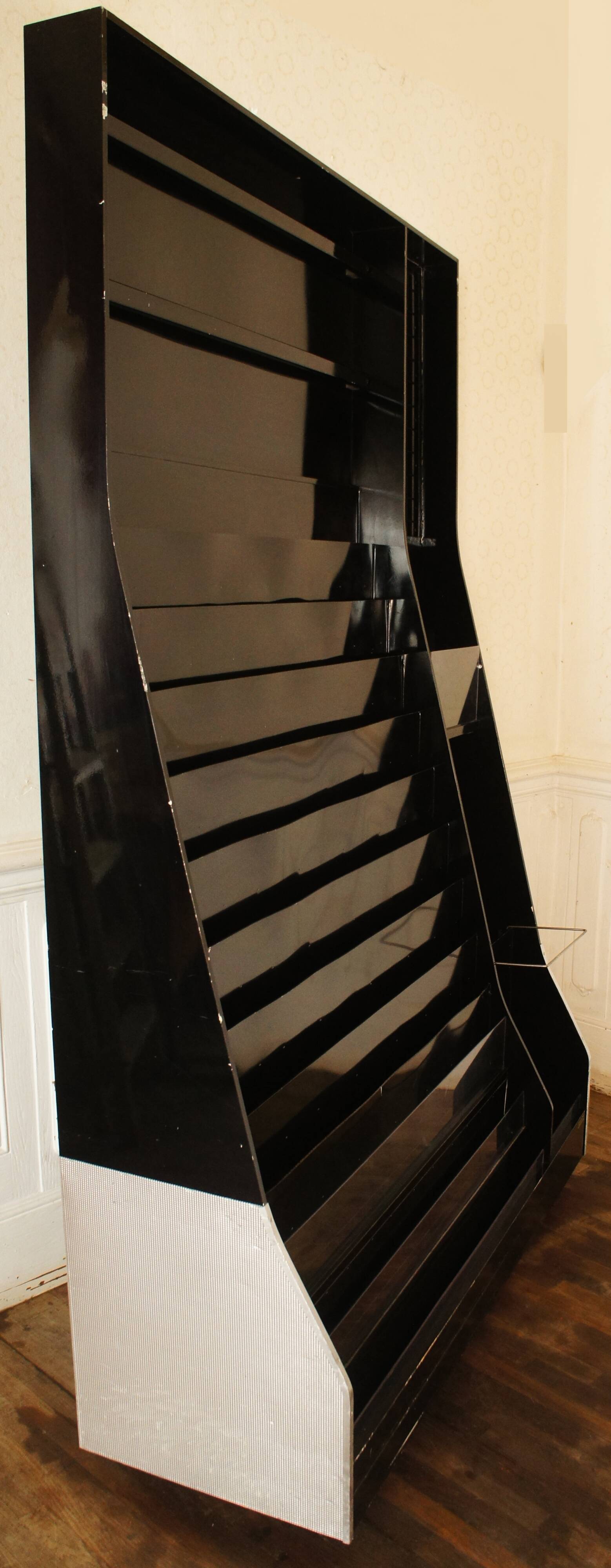 Display for store postcards on wheels, circa 1980