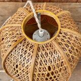 Suspension en rotin vintage