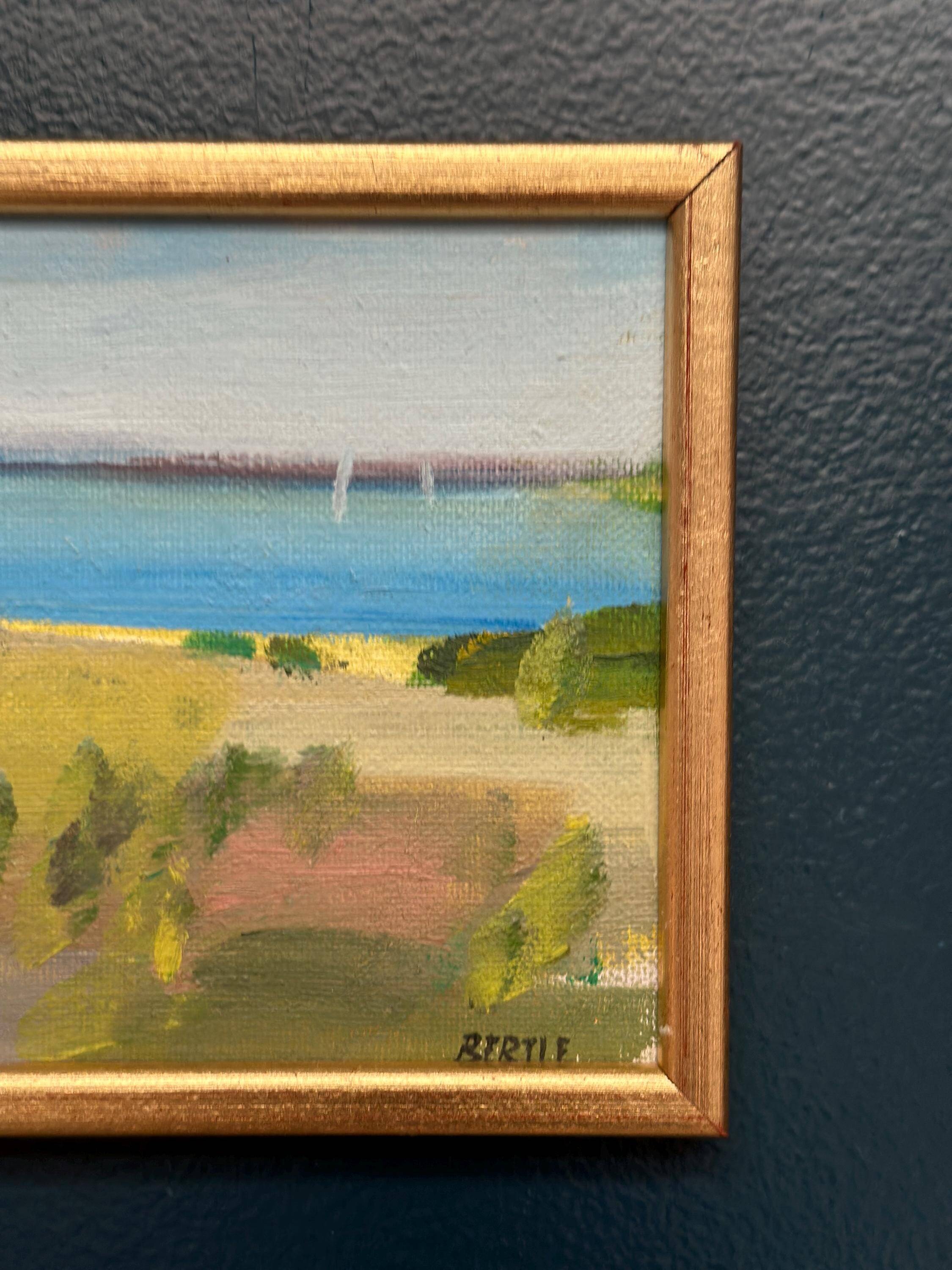Original  Swedish Oil on Panel – “Coast” by Lars Bertle  –Signed – Vintage