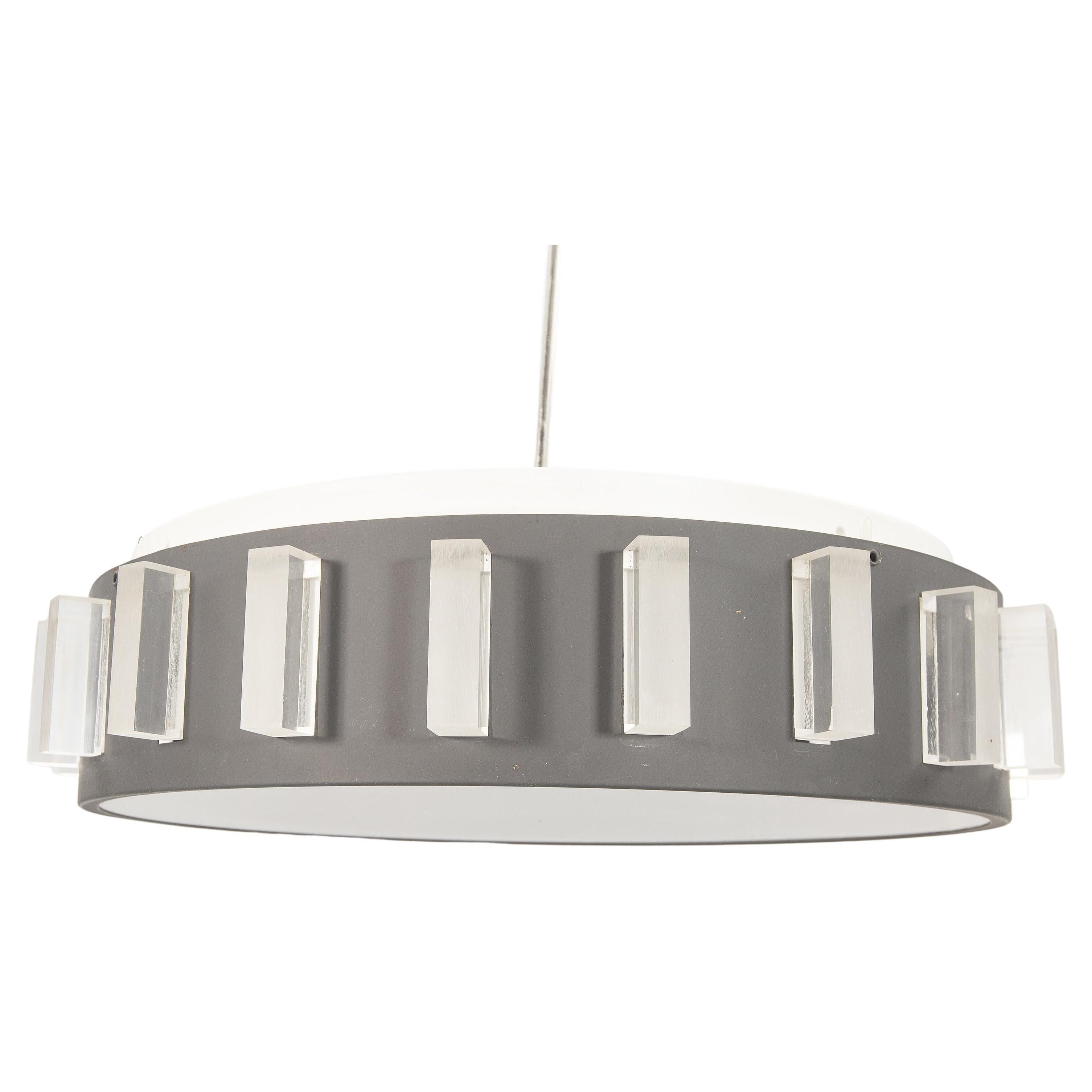 Metal and plexiglass ceiling light Anonymous Sweden 1970