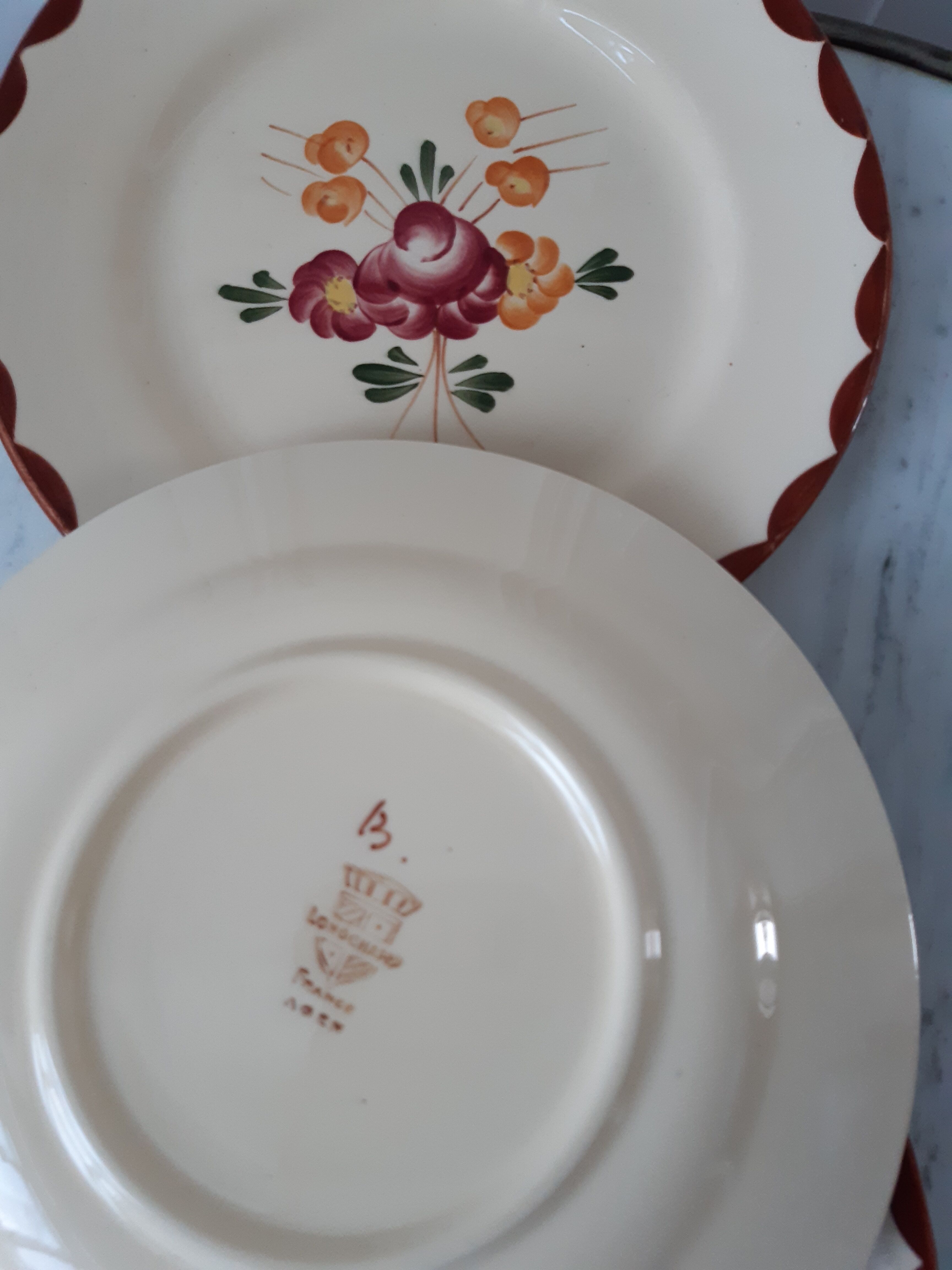 Set of 6 flat plates Loncgamp model Agen 30s