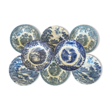 8 blue & white soup plates Broadhurst, Lunéville, Myott and Royal Sphinx Regout Maestricht