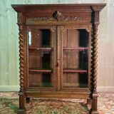Library - Renaissance style display cabinet in solid oak
