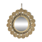 Miroir en alfa tréssé vintage 1960 Diam 60 cm