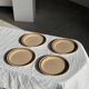 Lot de 4 assiettes à dessert en grès beige liseré brun Sarreguemines grès