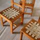 set of 4 pine and leather chairs, 1970