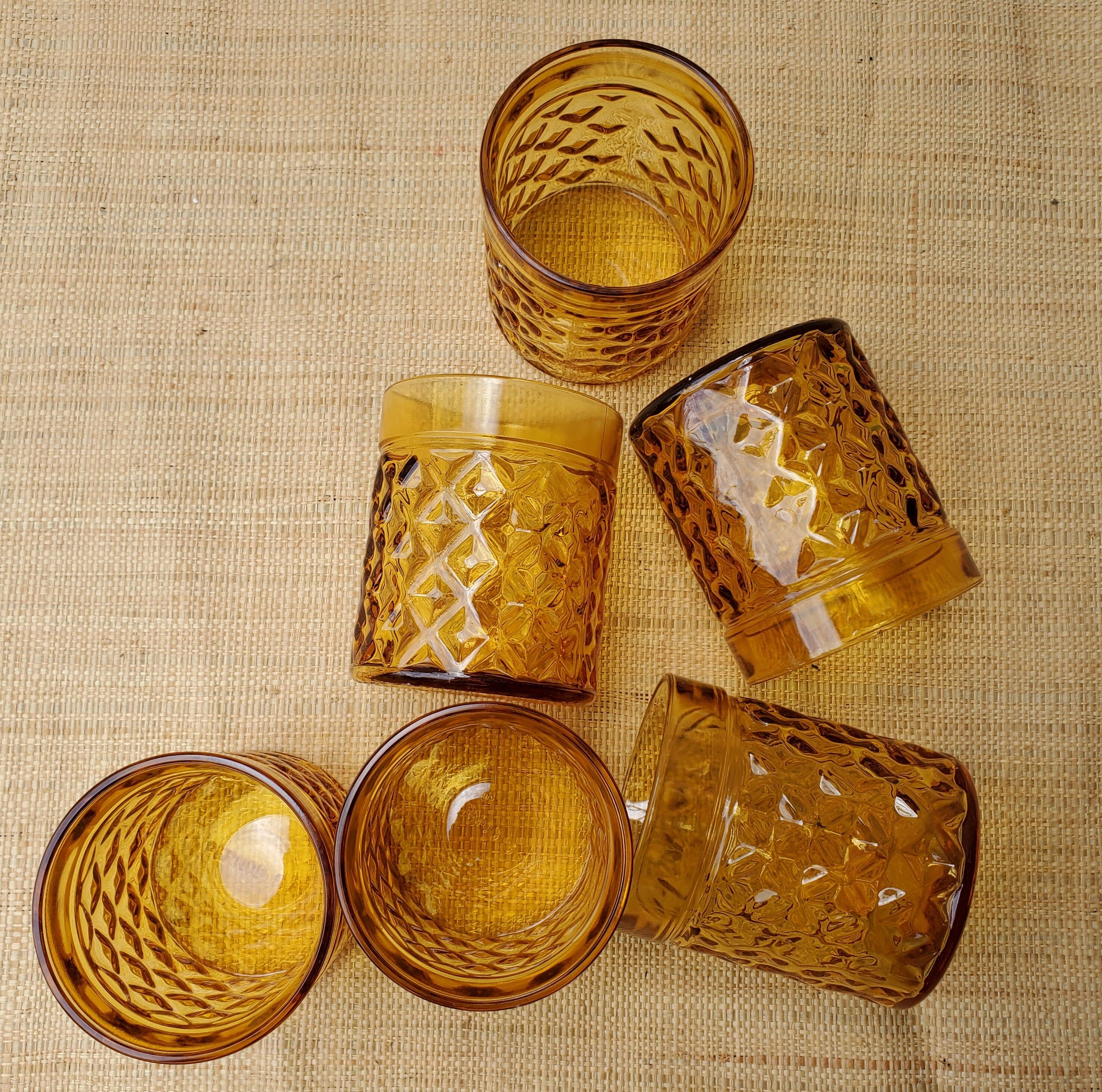 Amber glass whisky 6 glasses