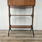 1960s teak floor/sky bookcase with shelves and compartment