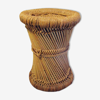 Tabouret en bambou et corde naturelle