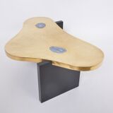 Etched Brass coffee table with Agathe Stones in the style of Lova Creation