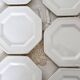 6 Vintage Octagonal Beaded Flat Dessert Plates - Johnson Brothers