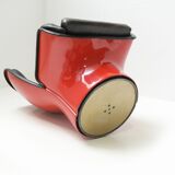 Vintage Elda chair in black leather & red shell by Joe Colombo for Comfort Italy