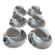 6 vintage cups and 6 saucers with blue cloud decoration by Chriss G.