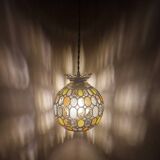 Vintage globe pendant light with stained glass effect