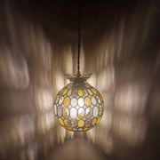 Vintage globe pendant light with stained glass effect