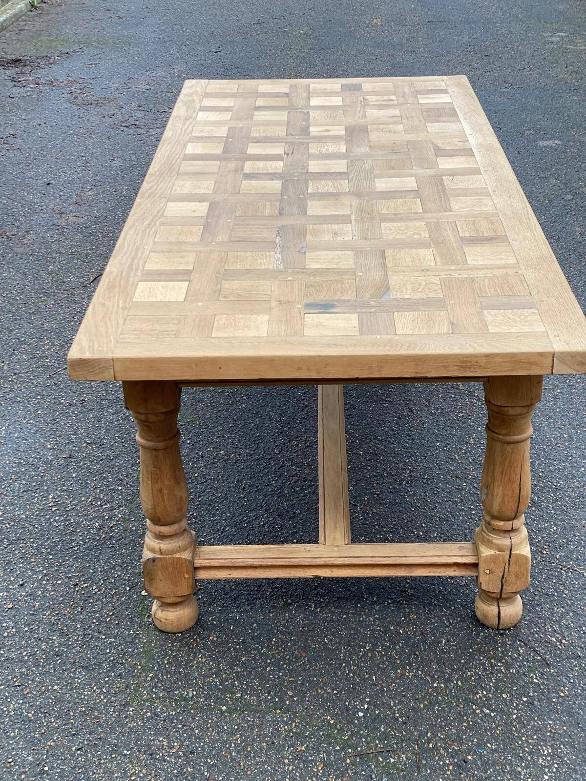 Renovated farmhouse dining table in solid oak 210cm 19th century