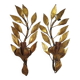 Pair of gold metal floral leaf sconces