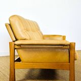 Salon complet en cuir camel 1960