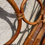 Vintage 2-person rattan headboard bed