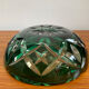 Cendrier en cristal taillé Overlay vert des années 60-70