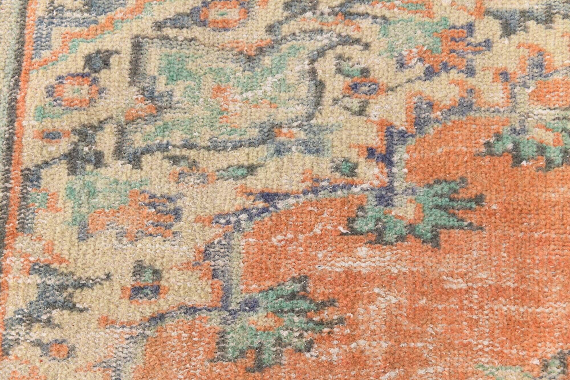 Apricot Tones Pastel Handwoven Turkish Vintage Carpet Rug, 177x273 Cm