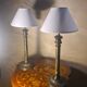 paire de lampes de chevet acier patiné 47x20 elec ok abat jour neuf tres be