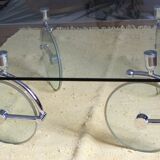 Table basse en verre & roues