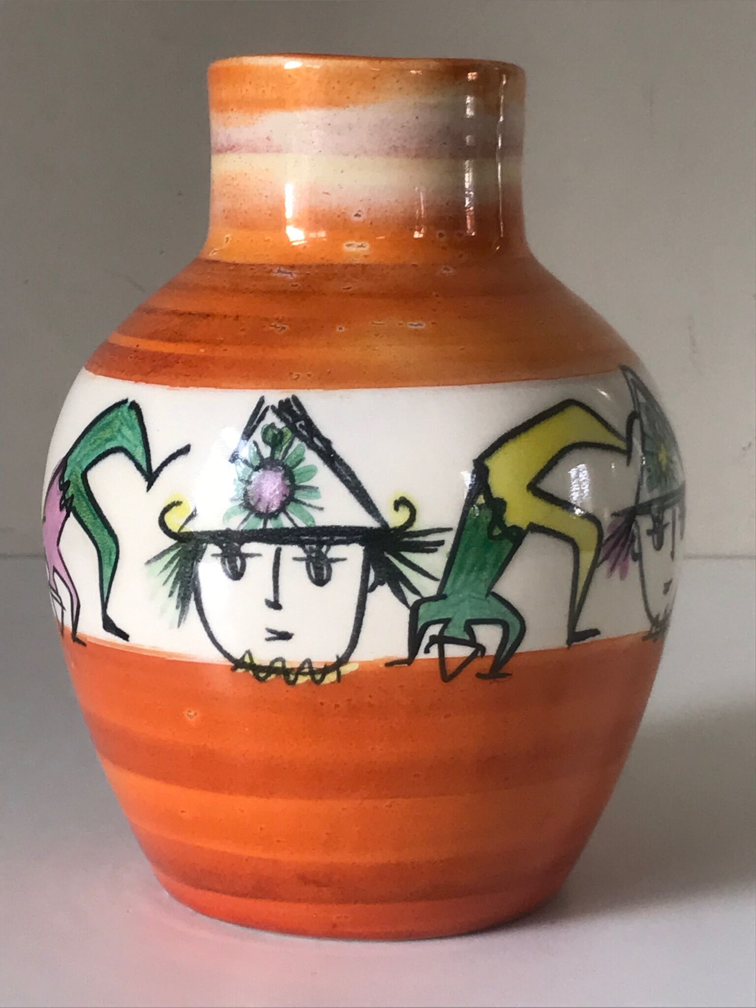 Vase ceramic motifs clowns accolay design 60 years